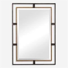 Carrizo Two-Tone Mirror in Rustic Bronze and Antique Gold