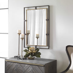 Carrizo Two-Tone Mirror in Rustic Bronze and Antique Gold