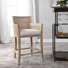 Encore Counter Stool in Gray or Natural Performance Fabric