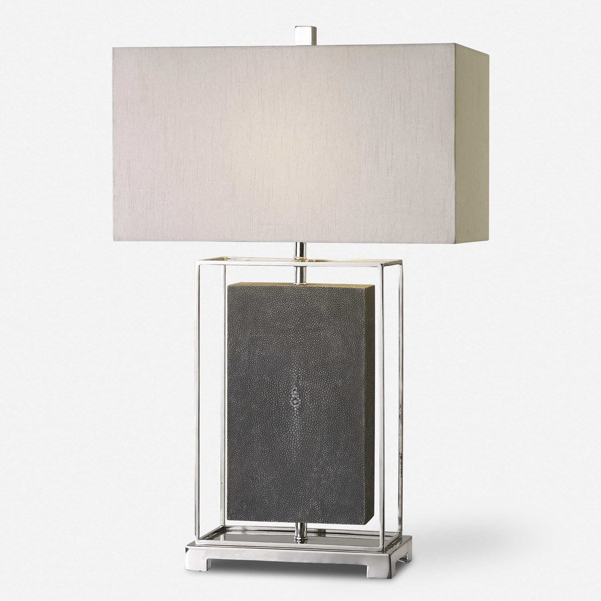 Sakana Table Lamp in Gray Shagreen & Polished Nickel