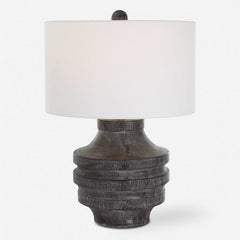 Timber Table Lamp in Carved Wood