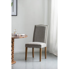 Armless Gray Dining Chairs with Nail Head Trim