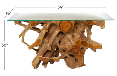 Brown Teak Wood Tree Stump Console Table