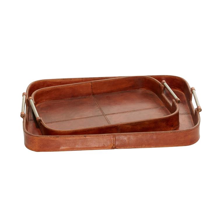 Brown Leather Rustic Trays