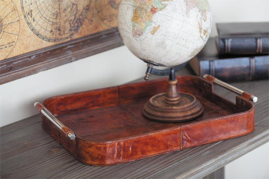 Brown Leather Rustic Trays