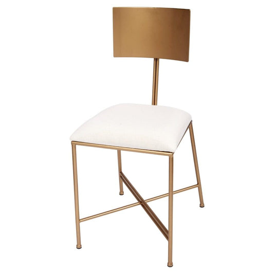 McAdams Gold Chair with metal back and light linen cushion