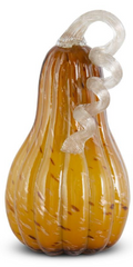 YELLOW SPECKLED HANDBLOWN GLASS PUMPKIN & GOURD