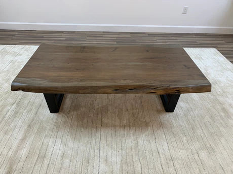 Malcolm Acadia 60” Live Edge Coffee Table – Natural + Smoke