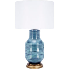 Rowan Aged Blue Ceramic Table Lamp with Gold Base