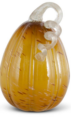 YELLOW SPECKLED HANDBLOWN GLASS PUMPKIN & GOURD