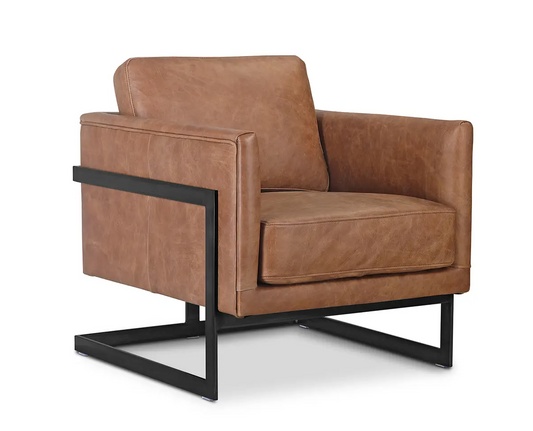 Luxley Club Chair in Cappuccino Brown Top Grain Leather