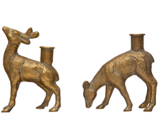 Gold Cast Iron Deer Taper Holder