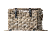 Rattan Baskets with Leather Buckles