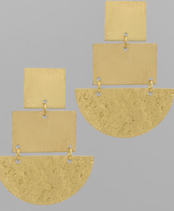 Square Wedge Tiered Earrings Gold