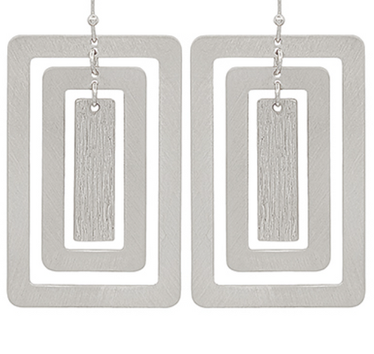 Triple Rec Brushed Earrings