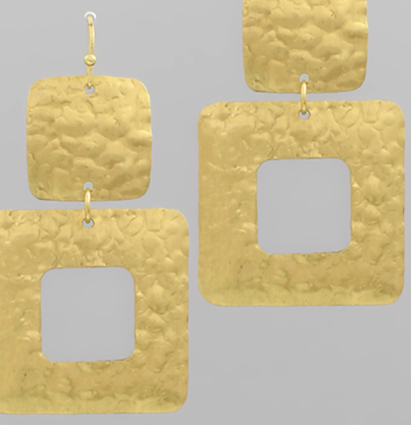 Textured Double Link Earrings-Gold