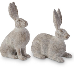 Assorted Gray Textured Resin Rabbits