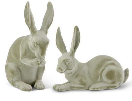 Assorted Green Velvet Resin Bunnies