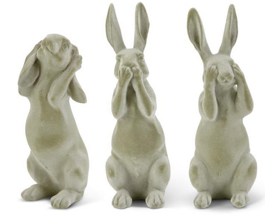 Assorted Green Velvet Resin Bunnies