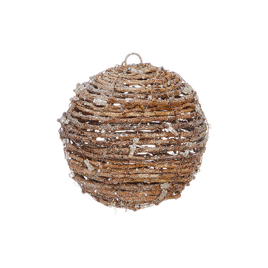 7" Snowy Vine Ball Ornament