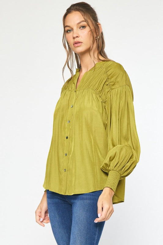 Chartreuse Pleated Top