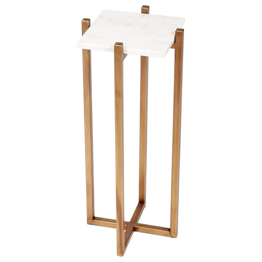 Larsen Gold Accent Table with White Marble Top