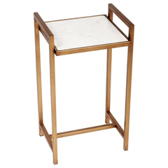 Cohan Gold Accent Table with White Marble Top