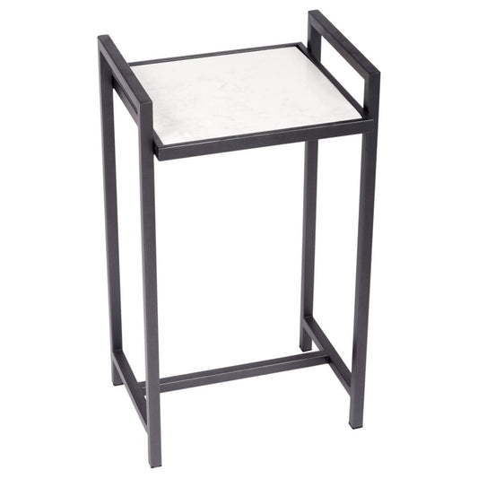 Hyde Steel Grey Accent Table with White Marble Top