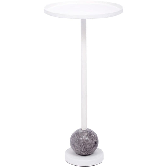 Noah White Gesso and Grey Marble Martini Table