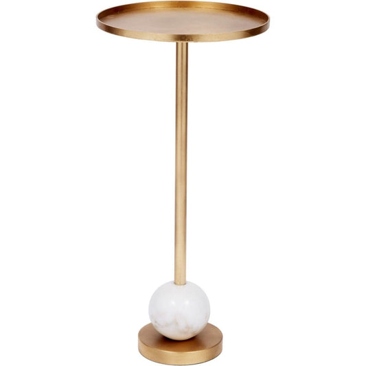 Kay Gold Leaf and White Marble Martini Table