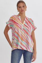 Watercolor Striped Top