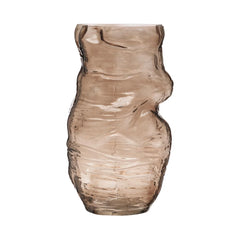 BLOWN GLASS ORGANIC VASE-BROWN