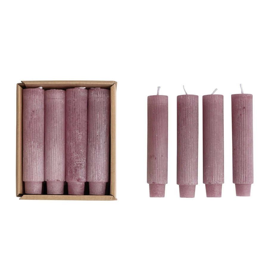 5" Unscented Pleated Candles in Box - Purple