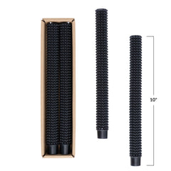 10" Unscented Hobnail Taper Candles in Box - Black