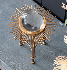 Crystal Clear Balls on Gold Iron Sunburst Stands