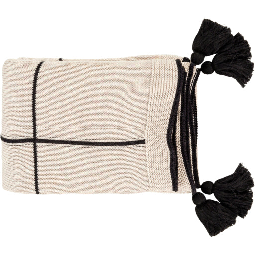 Beige/Black Knitted Throw 50X60