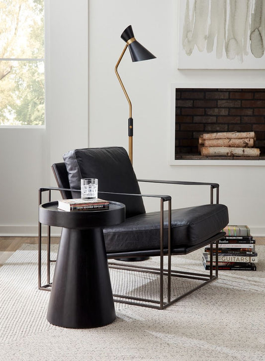 Bogart Accent Chair in Black Leather