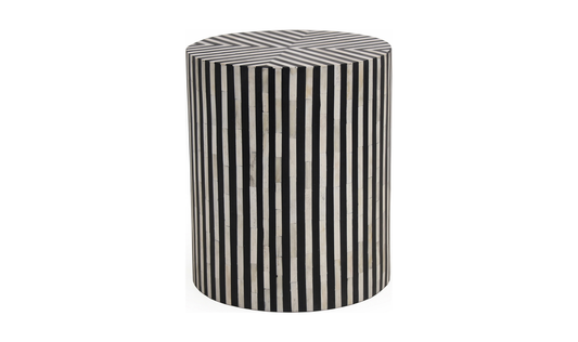 Chameau Side Table in Black and White Bone Inlay