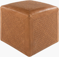 Lawdon Ottoman in Brown Woven Leather