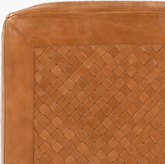 Lawdon Ottoman in Brown Woven Leather