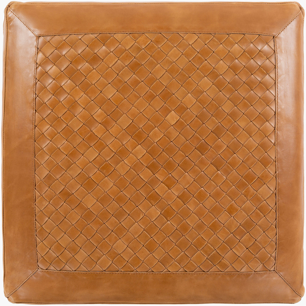 Lawdon Ottoman in Brown Woven Leather