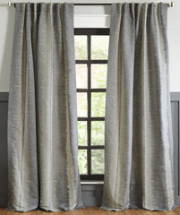 New York Cotton Linen Striped Curtain, Grey