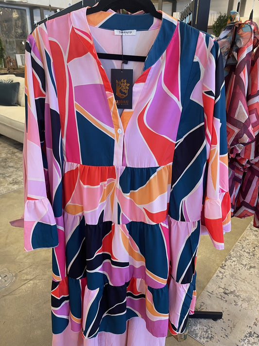 Abstract Print Tunic Dress