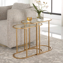 Glass Top Iron Nesting Tables - Gold or Black