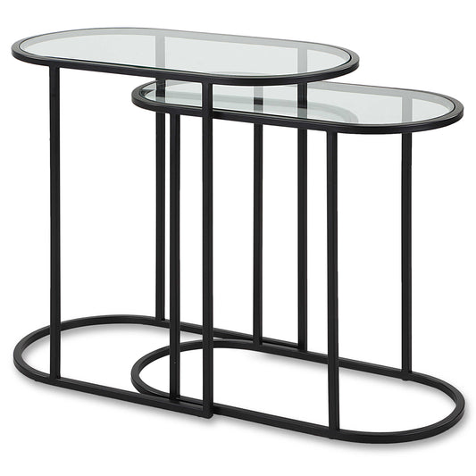 Glass Top Iron Nesting Tables - Gold or Black