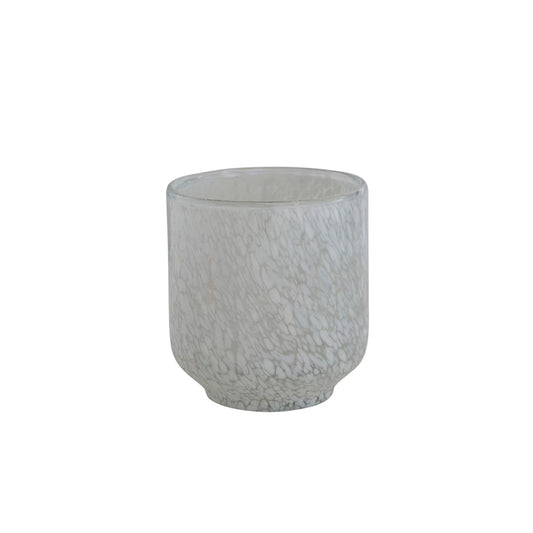 4"H SPECKLED WHITE TEALIGHT HOLDER